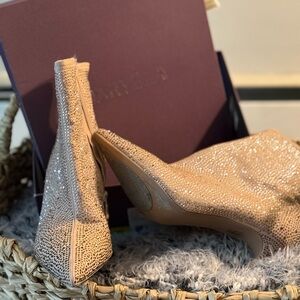 Sparkling Beige Rhinestone Heels